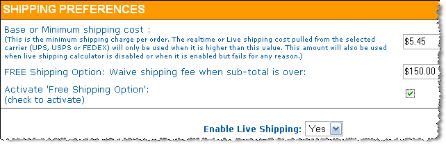 Live shipping makes shipping fees very accurate
